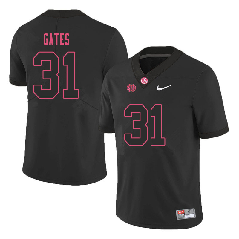 Alabama Crimson Tide Men's A.J. Gates #31 Black NCAA Nike Authentic Stitched 2019 College Football Jersey PI16B04CJ